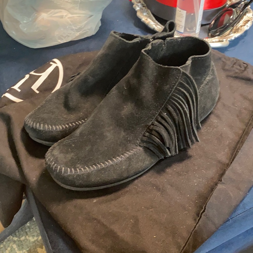 Suede fringe booties